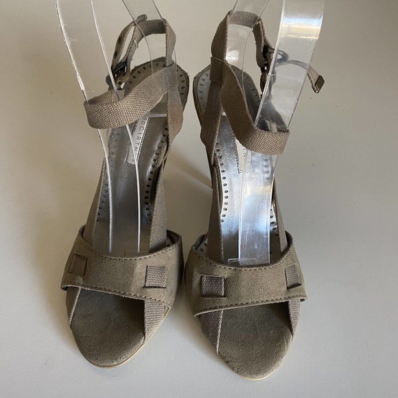 STELLA MCCARTNEY Sandal Open Toe Ankle Strap Suede Canvas Buckle Cone He… - Picture 4 of 11